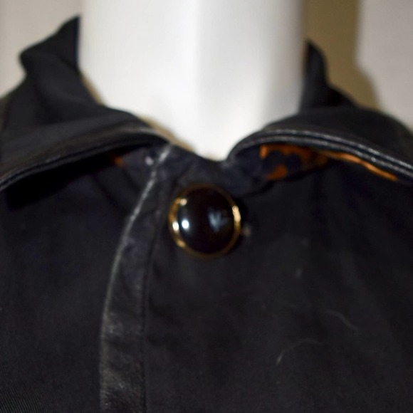 JONES NEW YORK VTG Leopard print double sided  black coat Women's size Large - Picture 5 of 8